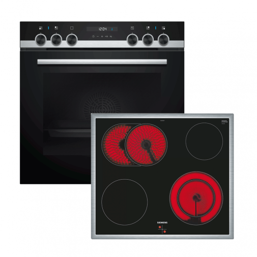 Siemens inbouw fornuis combinatie restant: Siemens EA645GN17 keramische kookplaat / Siemens HE517ABS0 oven